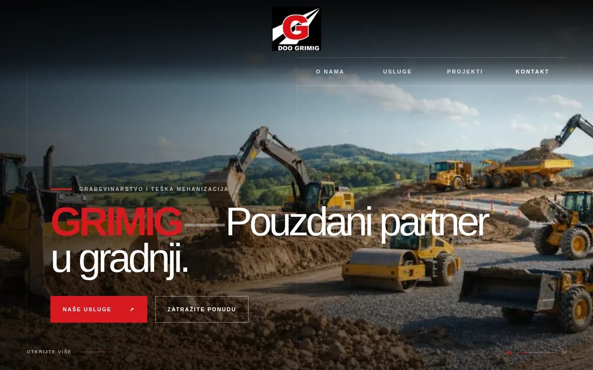 Naslovna stranica građevinske firme Grimig