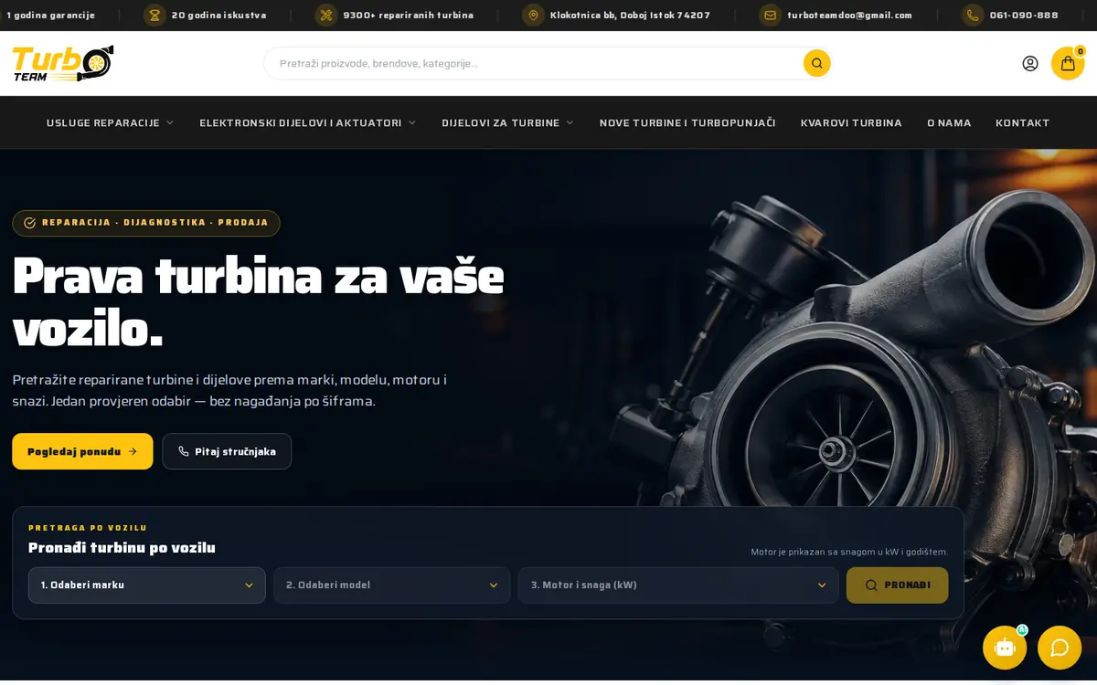 Naslovna stranica Turbo Team prodavnice